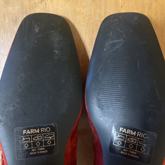 Farm Rio Women Mary Jane Flats Adjustable Straps Buckle Square Toe Red Size 9 - Picture 10 of 12